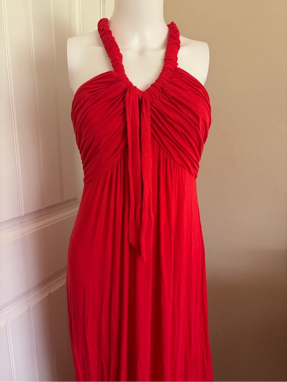 New Directions Red Halter Maxi Dress